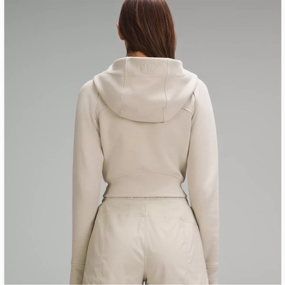 Lululemon cropped zip up scuba hoodie cream/bone color - Picture 2 of 7